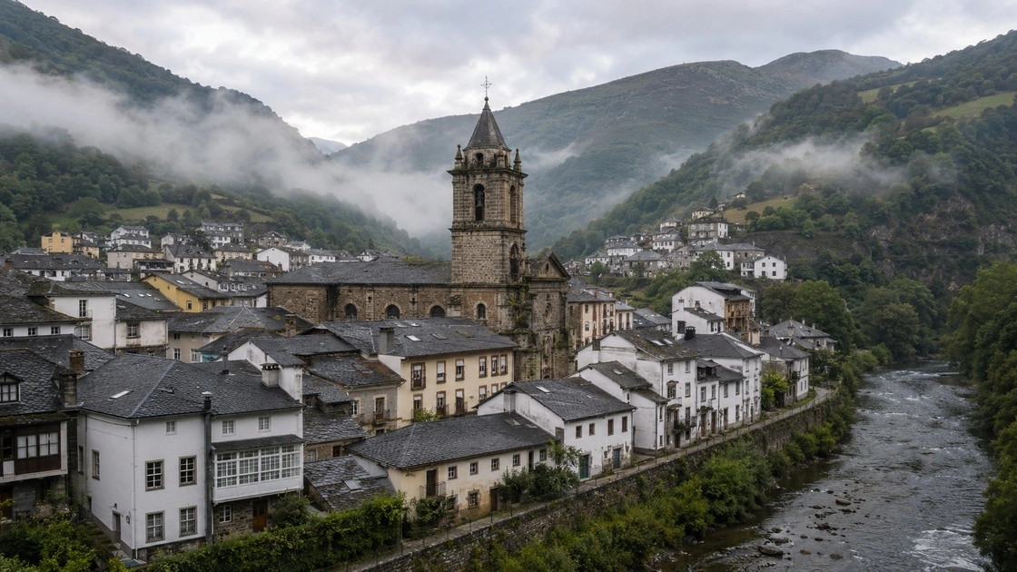 Esquelas Cangas del Narcea: vista del concejo y de la iglesia parroquial